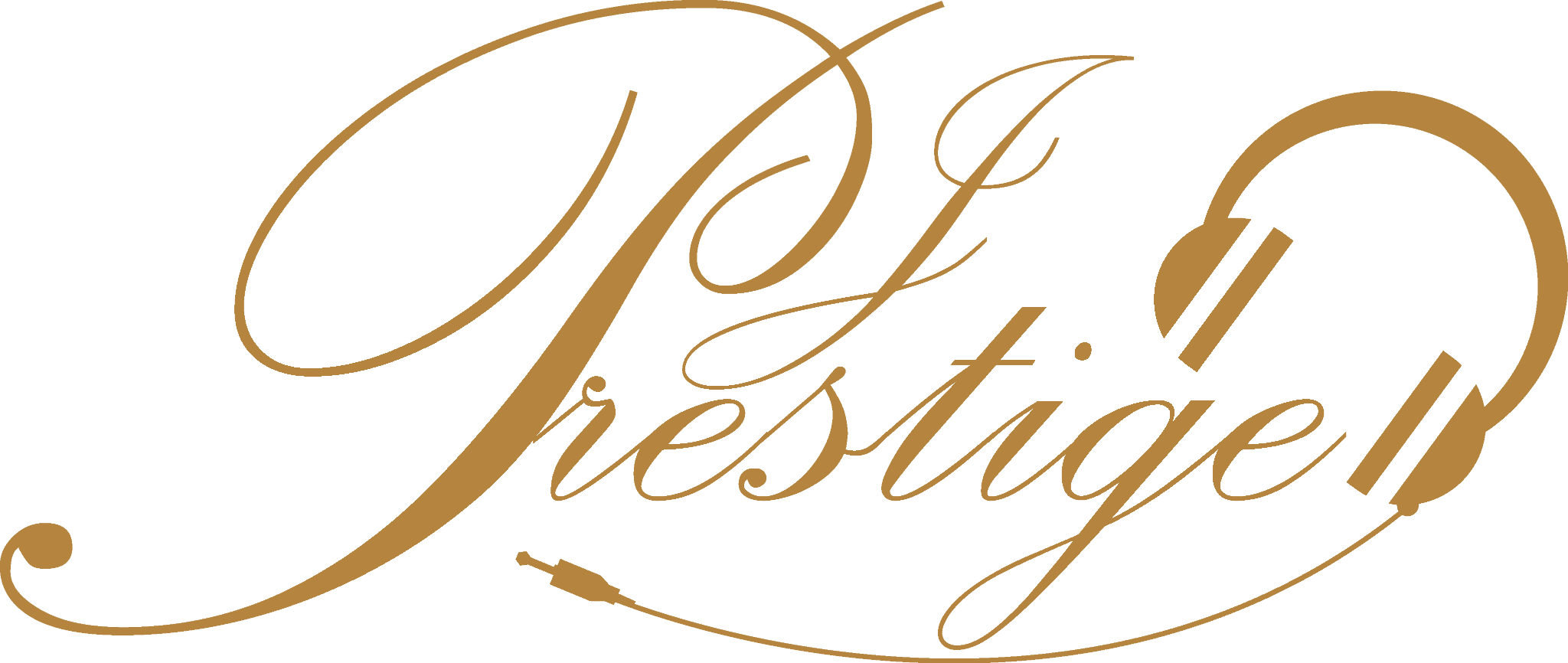 DJ Prestige gold script logo